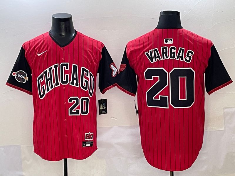 Men 2025 Chicago White Sox #20 Vargas Red Stripe Joint Name Nike MLB Jersey style 12->chicago white sox->MLB Jersey